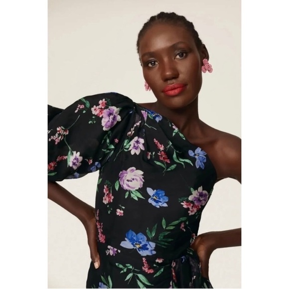 Shoshanna Gia One Shoulder Dress Black - Picture 5 of 8